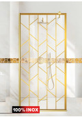 Paravan cabina de dus walk-in, (1567) Aqua Roy ® Gold, model ART DECO auriu, sticla 8 mm, clara securizata, anticalcar