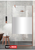 Paravan cabina de dus walk-in, (1204.4), Aqua Roy ® Copper, model LINE incolor, sticla clara decorata, 8 mm, anticalcar