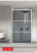 Paravan cabina de dus walk-in, (2274) Aqua Roy ® INOX, model Vintage alb, sticla 8 mm, gri securizata, anticalcar