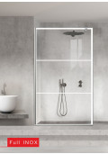 Paravan cabina de dus walk-in, (2273) Aqua Roy ® INOX, model Vintage alb, sticla 8 mm, clara securizata, anticalcar
