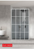 Paravan cabina de dus walk-in, (2284) Aqua Roy ® INOX, model Rank alb, sticla 8 mm, gri securizata, anticalcar