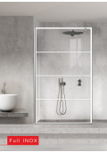 Paravan cabina de dus walk-in, (1564) Aqua Roy ® INOX, model PARK alb, sticla 8 mm, clara securizata, anticalcar