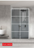 Paravan cabina de dus walk-in, (2257) Aqua Roy ® INOX, model MODE alb, sticla gri securizata, anticalcar