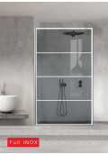 Paravan cabina de dus walk-in, (2258) Aqua Roy ® INOX, model Park alb, sticla 8 mm, gri securizata, anticalcar