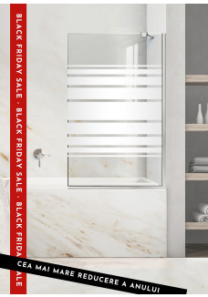 Paravan cada, (019), sticla clara decorata, sablata, RAVANA MOBIL model MULTILINE, feronerie INOX