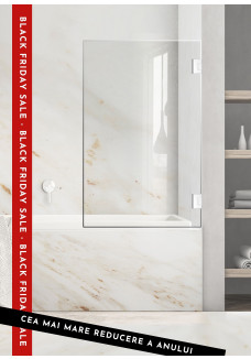 Paravan cada, (013) sticla clara nedecorata, RAVANA MOBIL WHITE, feronerie ALBA