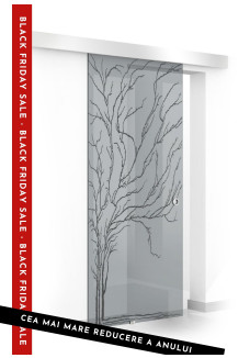 Usa sticla securizata, (0074), tip glisanta, sticla gri decorata, 8 mm, BOSS TREE