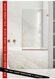 Paravan cada, (010) sticla clara nedecorata, RAVANA ELEGANCE COPPER feronerie CUPRU