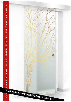 Usa sticla securizata, (0073), tip glisanta, sticla mata decorata, 8 mm, BOSS TREE