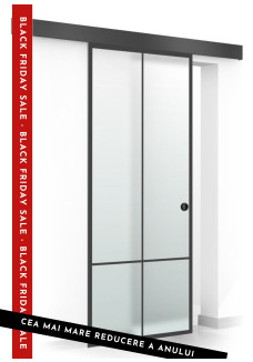 Usa sticla securizata, (0085), tip glisanta, sticla mata decorata, 8 mm, BOSS BLACK CLUB