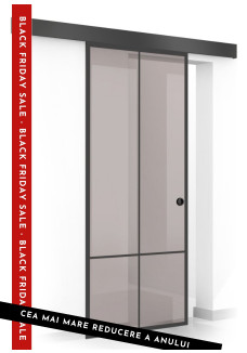 Usa sticla securizata, (0087), tip glisanta, sticla bronz decorata, 8 mm, BOSS BLACK CLUB