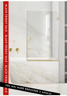 Paravan cada, (002) sticla clara nedecorata, RAVANA ELEGANCE GOLD feronerie AURIU