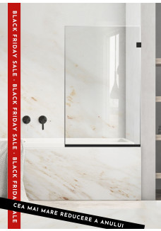 Paravan cada, (003) sticla clara nedecorata, RAVANA ELEGANCE BLACK feronerie NEAGRA