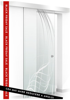 Usa sticla securizata, (0109), tip glisanta, sticla clara decorata, 8 mm, BOSS LAVA incolor