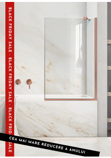 Paravan cada, (011) sticla clara nedecorata, RAVANA FIX COPPER, feronerie CUPRU