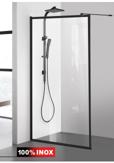 PROMO003-(81) Paravan cabina de dus walk-in, Aqua Class® Black, model Frame negru, sticla 8 mm, clara securizata, 80x195cm