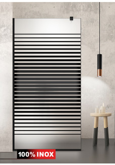 Paravan cabina de dus walk-in, (1572) Aqua Roy ® Black negru mat, model APOLLO negru, sticla 8 mm mata securizata, anticalcar