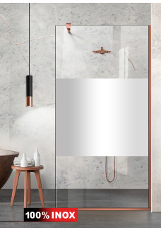 Paravan cabina de dus walk-in, (1204.4), Aqua Roy ® Copper, model LINE incolor, sticla clara decorata, 8 mm, anticalcar