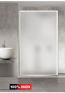 Paravan cabina de dus walk-in, (1380) Aqua Roy ® INOX, model FRAME alb, sticla 8 mm, mata securizata, anticalcar
