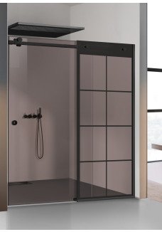 Paravan cabina de dus walk-in, (1802) Glissando Black, model Mode negru, sticla bronz securizata