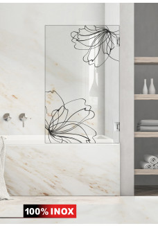 Paravan cada, model Floral Art, culoare decor: negru