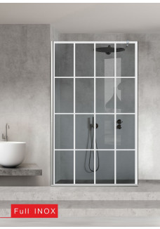 Paravan cabina de dus walk-in, (2284) Aqua Roy ® INOX, model Rank alb, sticla 8 mm, gri securizata, anticalcar
