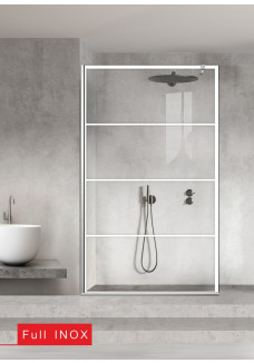 Paravan cabina de dus walk-in, (1564) Aqua Roy ® INOX, model PARK alb, sticla 8 mm, clara securizata, anticalcar