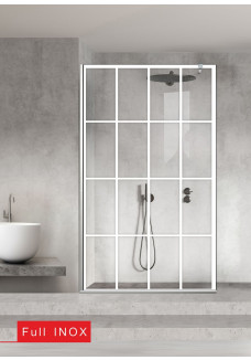 Paravan cabina de dus walk-in, (1603) Aqua Roy ® INOX, model RANK alb, sticla 8 mm, clara securizata, anticalcar
