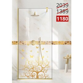 PROMO026-(98) Paravan dus Aqua Roy ® Gold, model LIFETREE auriu, sticla clara 8 mm, 80x195 cm
