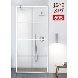 PROMO037-(119p) Paravan dus Aqua Class ® INOX, model MODE alb, sticla clara 6 mm, 110x195 cm