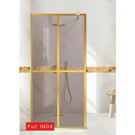 Paravan cabina de dus walk-in, (2117) Aqua Roy ® Gold, model BASIC auriu, sticla 8 mm bronz securizata, anticalcar