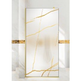 Paravan cabina de dus walk-in, (2017) Aqua Roy ® Gold, model MARBLE auriu, sticla 8 mm mata securizata, anticalcar, latimi: 70/80/90/100/110/120 cm