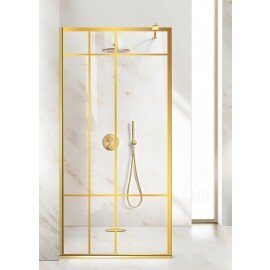 Paravan cabina de dus walk-in, (1721) Aqua Roy ® Gold, model EVENT auriu, sticla 8 mm clara securizata, auriu, latimi: 70/80/90/100/110/120 cm