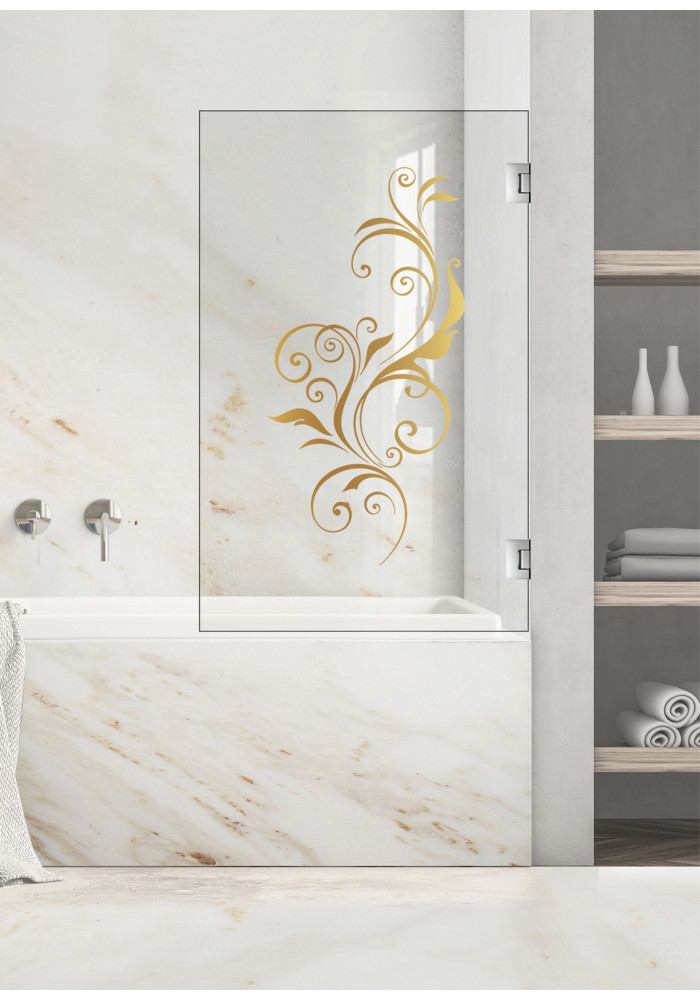 Paravan cada, model Swirly, culoare decor: auriu