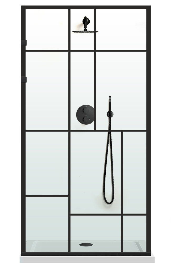 PARAVAN DUS FLOAT NEGRU FULL INOX