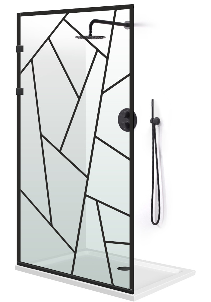 PARAVAN DUS FLOAT NEGRU FULL INOX