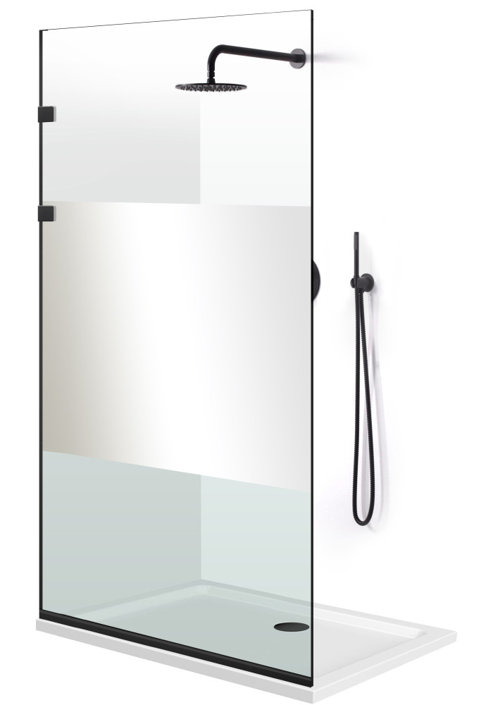 PARAVAN DUS FLOAT NEGRU FULL INOX