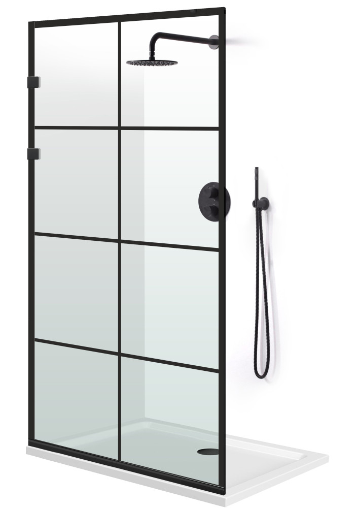 PARAVAN DUS FLOAT DECORAT  FULL INOX NEGRU