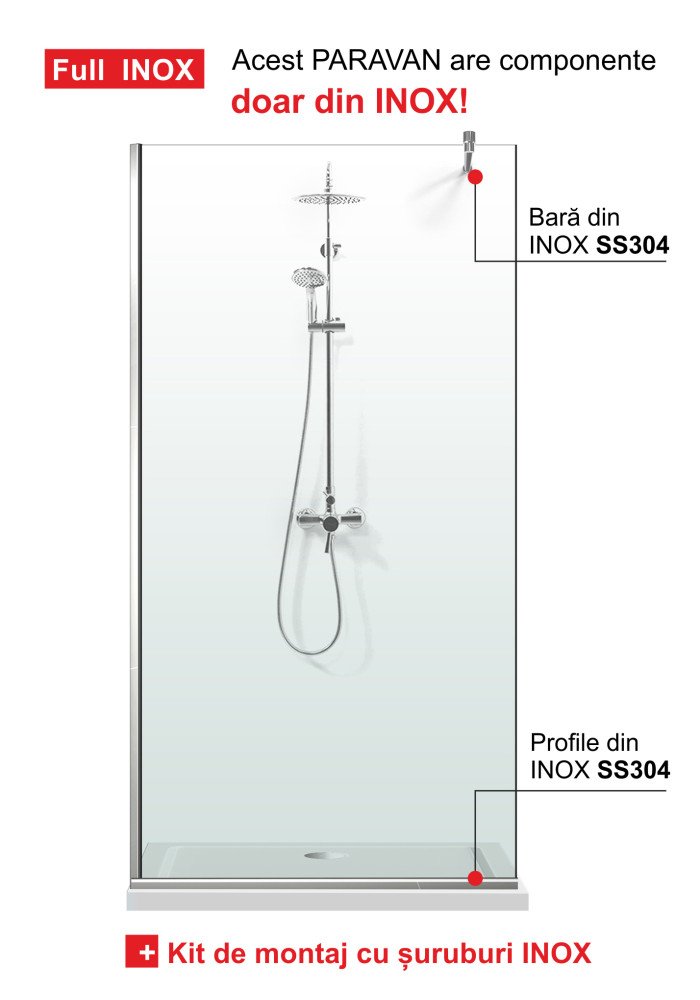 PARAVAN DUS FLOAT FULL INOX