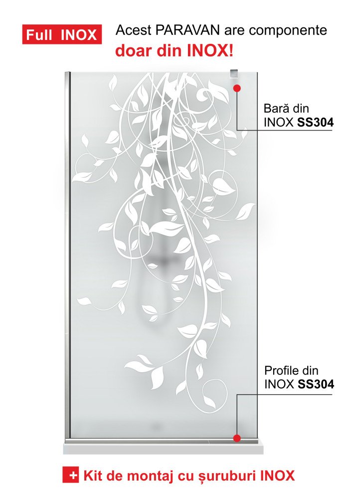 PARAVAN DUS MAT FULL INOX