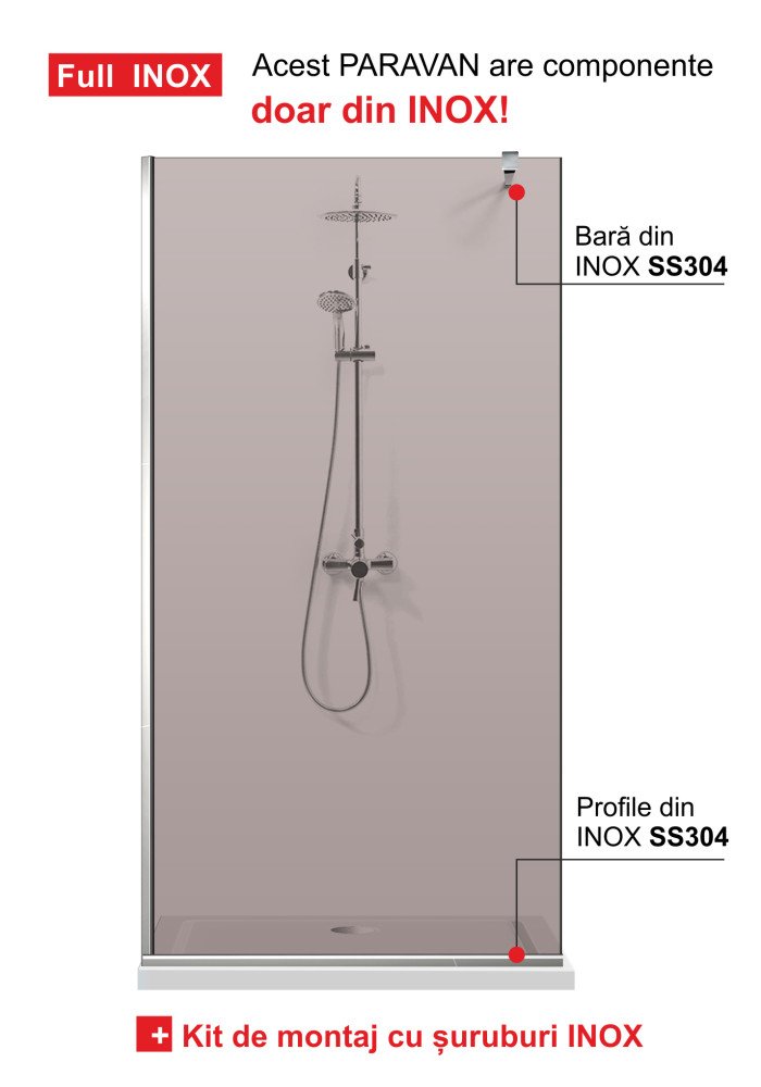 PARAVAN DUS BRONZ FULL INOX