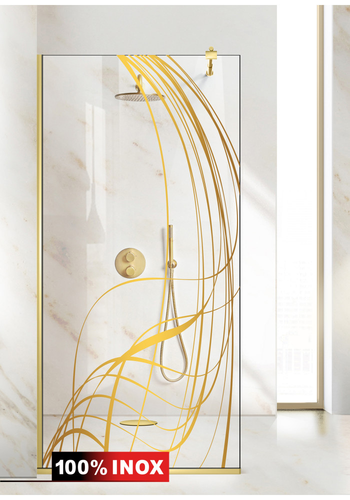 Paravan dus walk in model LAVA auriu