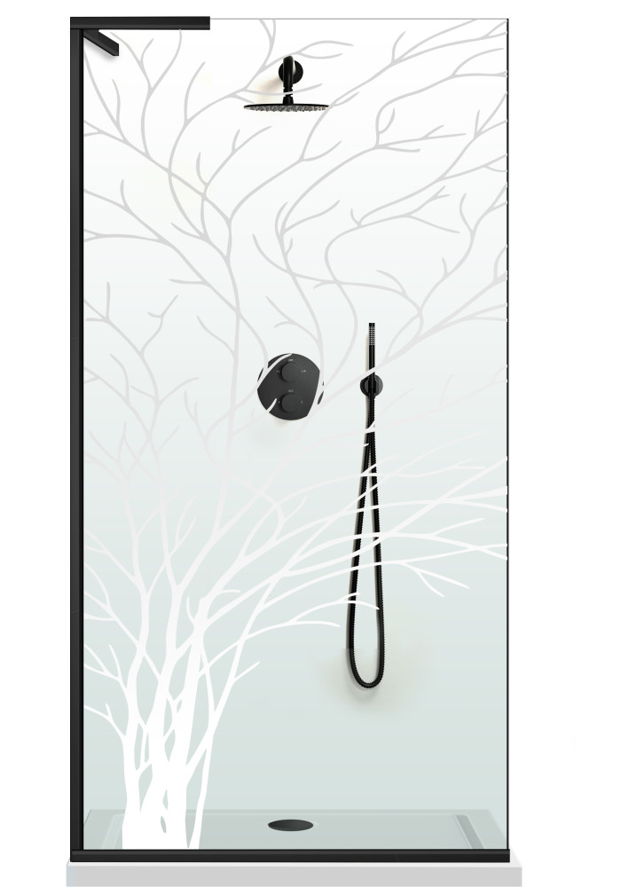 PARAVAN DUS FLOAT NEGRU FULL INOX