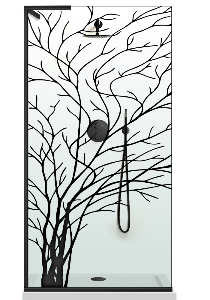 PARAVAN DUS FLOAT NEGRU FULL INOX