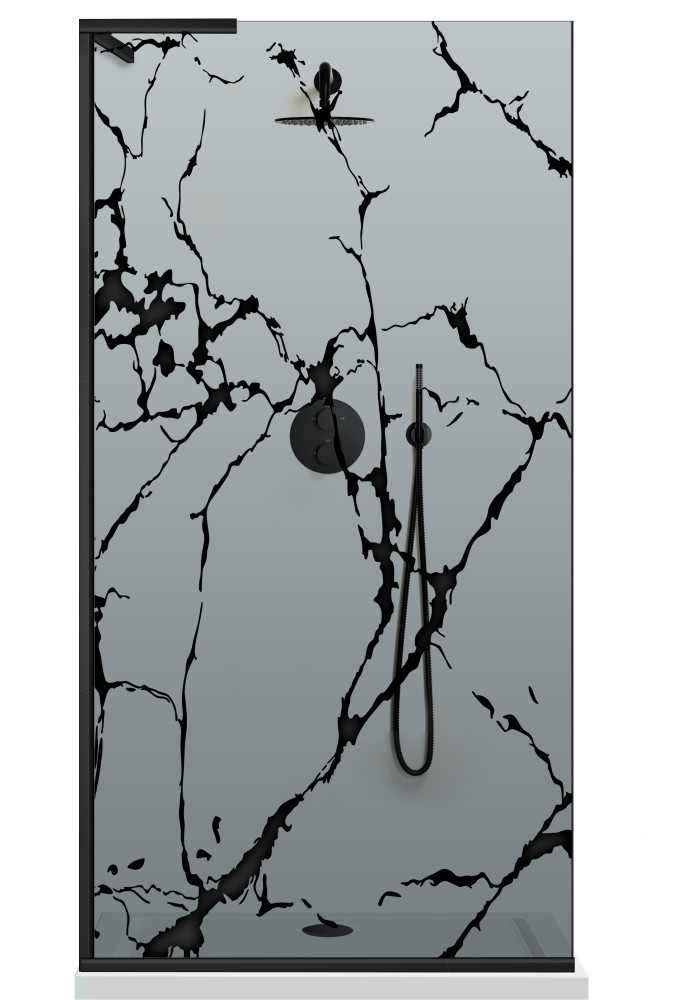 PARAVAN DUS NEGRU FULL INOX