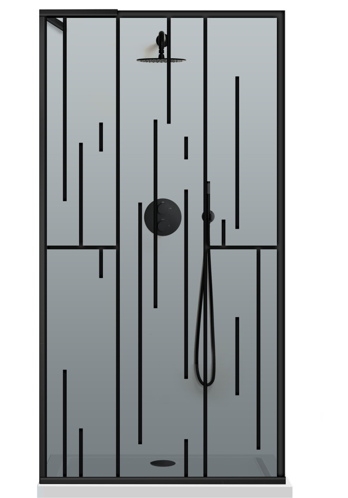 PARAVAN DUS GRI NEGRU FULL INOX