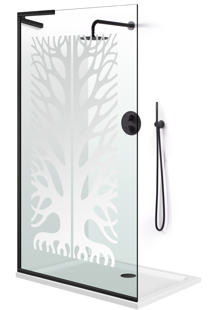 PARAVAN DUS FLOAT NEGRU FULL INOX