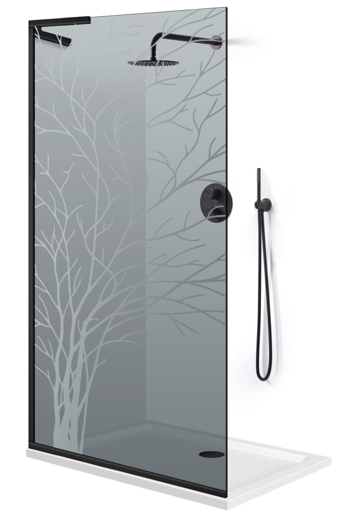 PARAVAN DUS STICLA GRI NEGRU FULL INOX