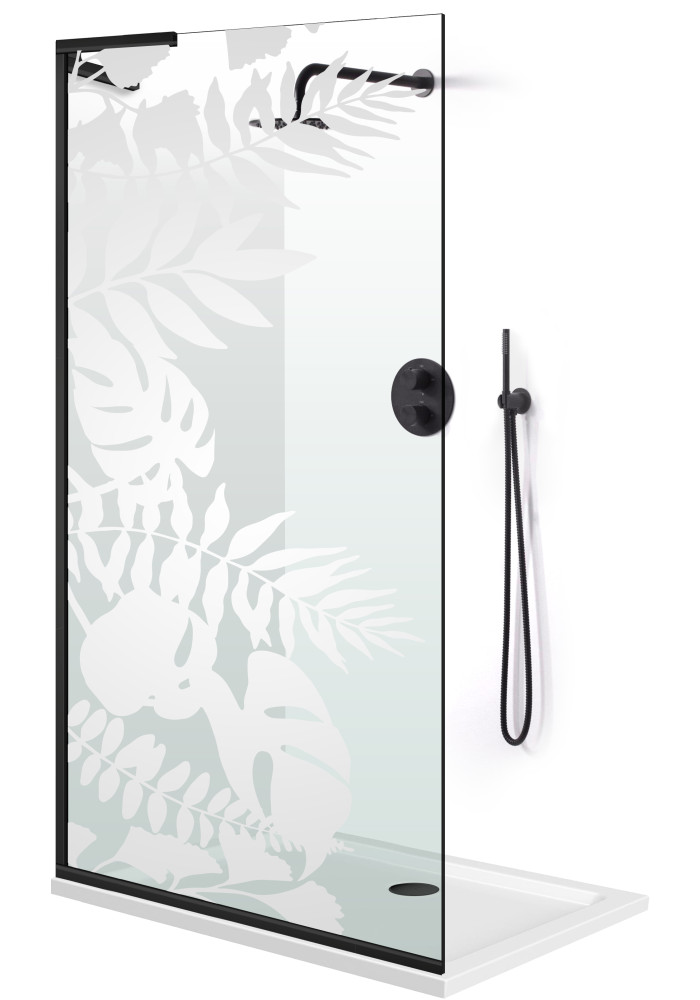 PARAVAN DUS FLOAT NEGRU FULL INOX