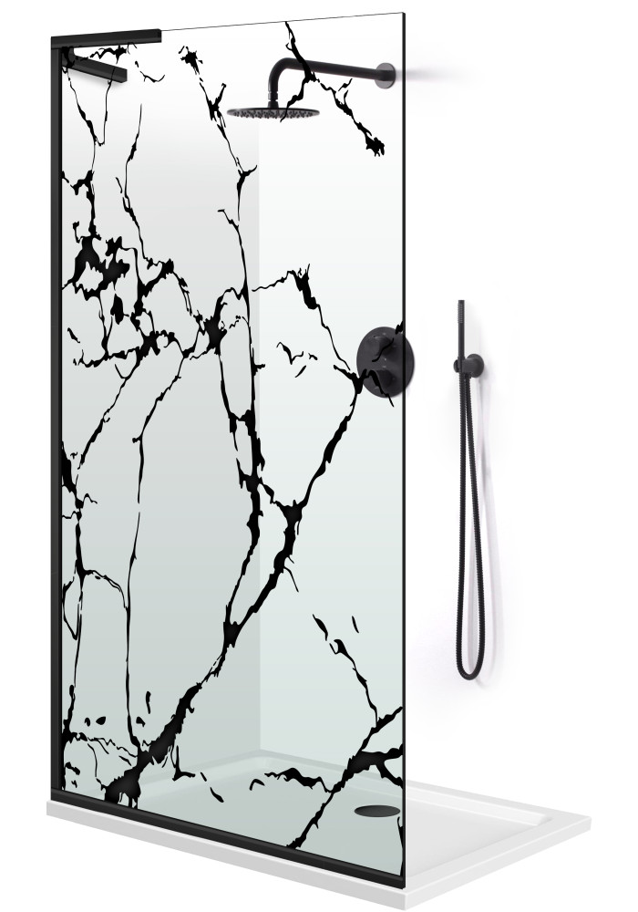 PARAVAN DUS FLOAT NEGRU FULL INOX